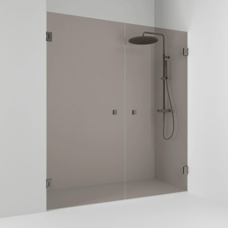 Svedbergs 180° dusjnisje rett, 176,5 cm, bronsefarget glass, blyantsort profil