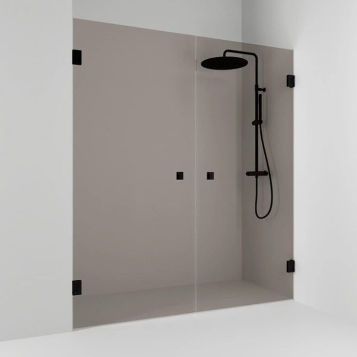 Svedbergs 180° dusjnisje rett, 176,5 cm, bronsefarget glass, sort matt profil
