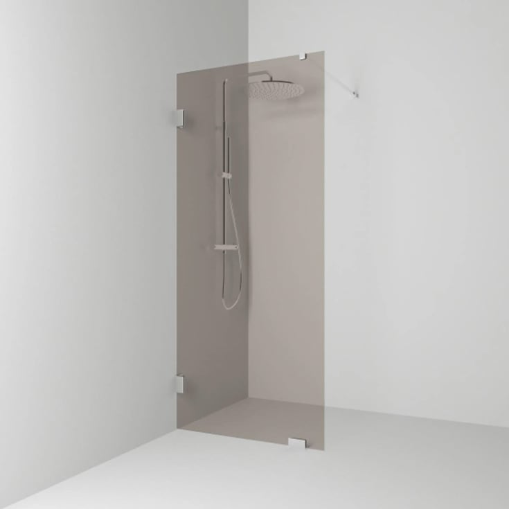 Svedbergs 180° dusjvegg fast, 78 cm, bronsefarget glass, krom profil