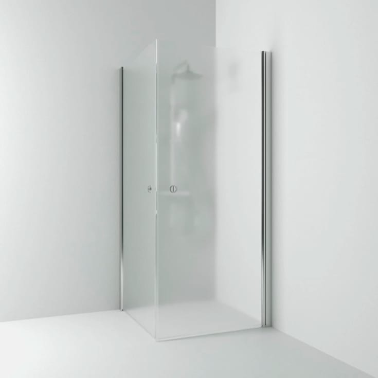 Svedbergs Skoga dusjhjørne rett, 100x80 cm, frostet glass, alu blank profil