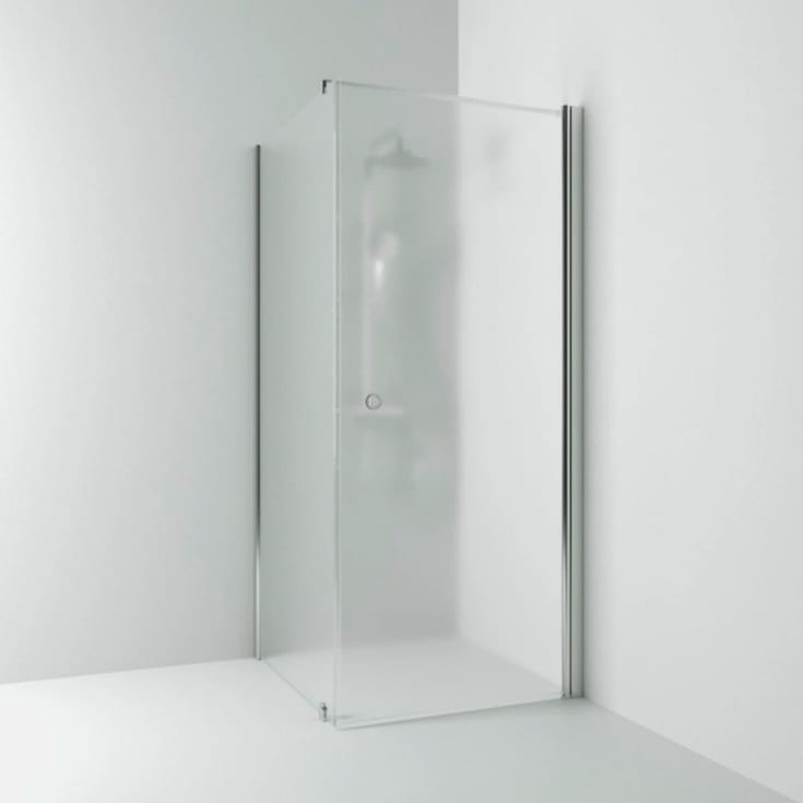 Svedbergs Skoga dusjhjørne rett/fast, 83x100 cm, frostet glass, alu blank profil