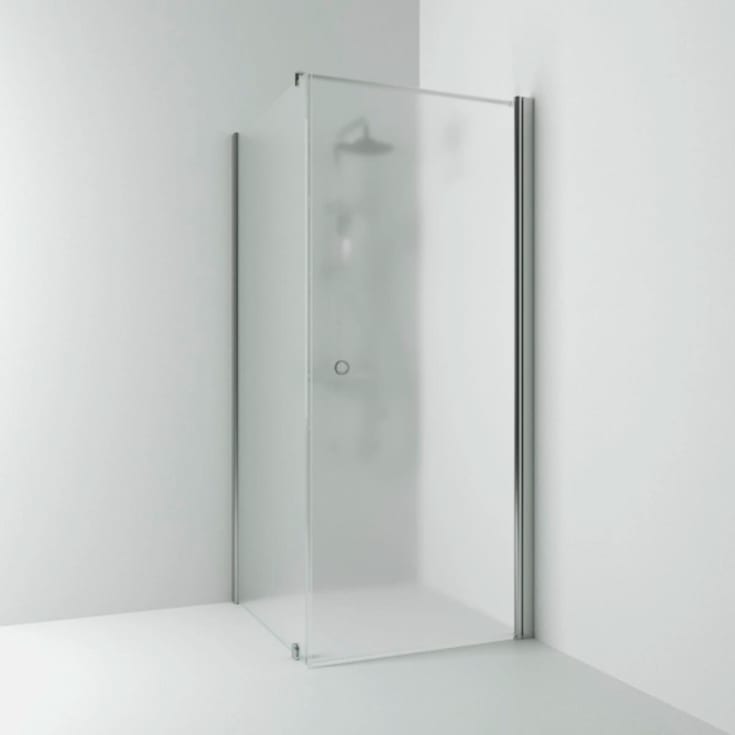 Svedbergs Skoga dusjhjørne rett/fast, 93x80 cm, frostet glass, alu matt profil