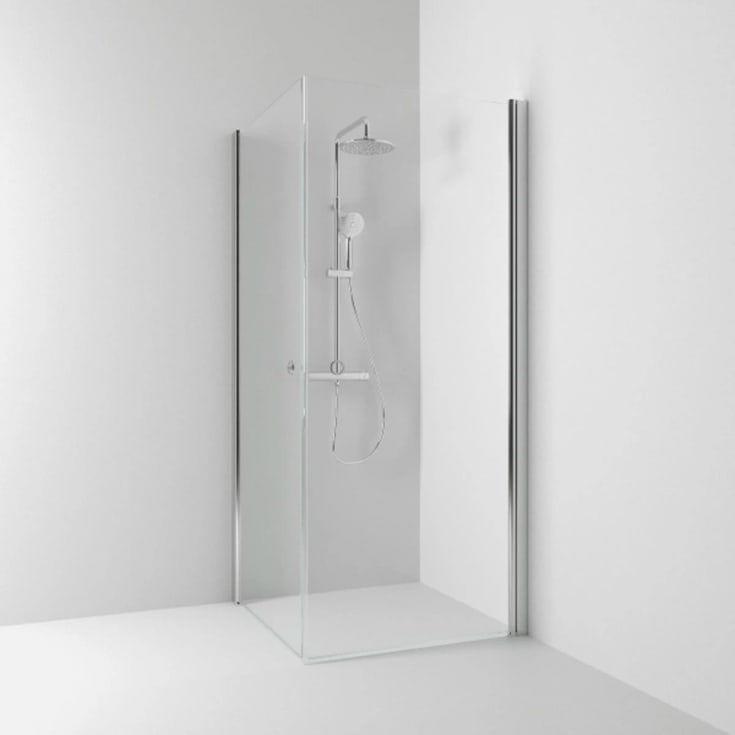 Svedbergs Skoga dusjhjørne rett, 100x100 cm, klart glass, alu blank profil