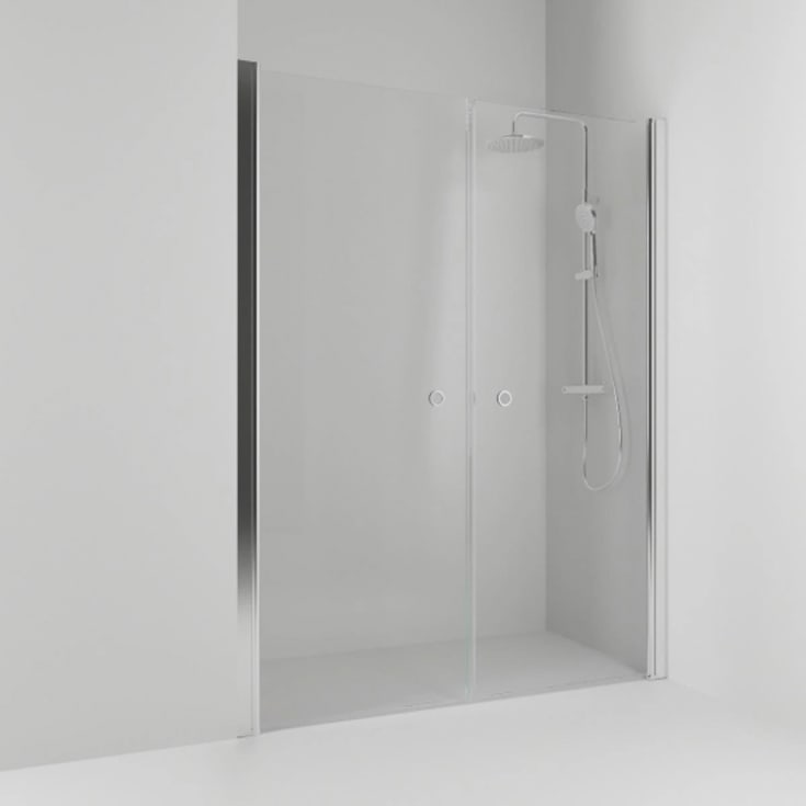 Svedbergs Skoga dusjnisje rett, 118 cm, klart glass, alu blank profil
