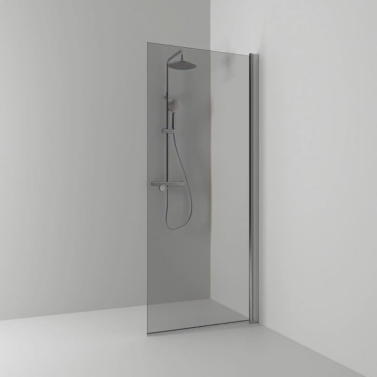 Svedbergs Skoga dusjvegg rett, 67 cm, røykfarget glass, alu matt profil