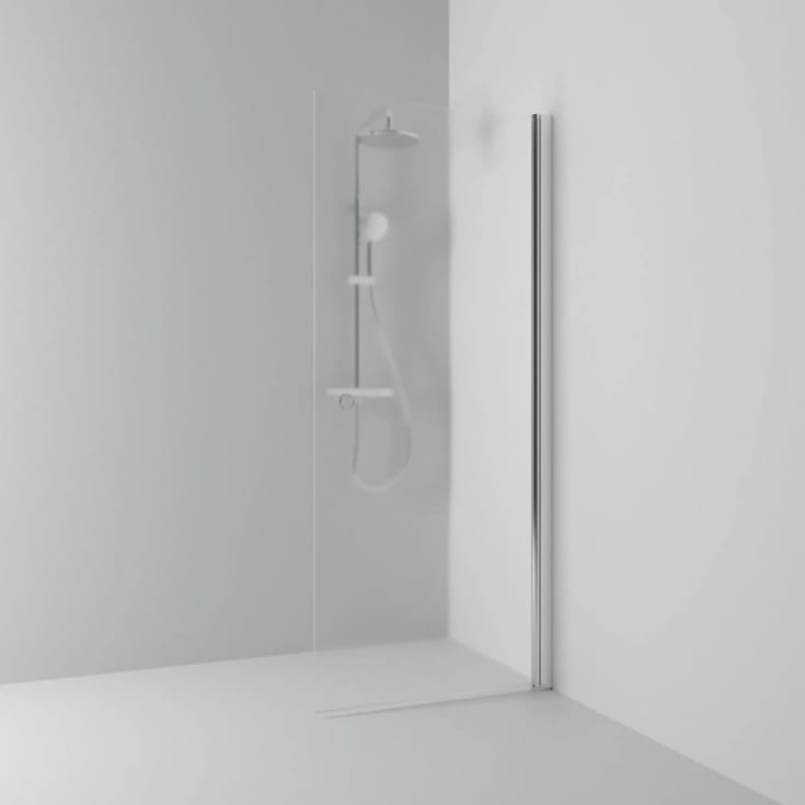 Svedbergs Skoga dusjvegg rett, 62 cm, frostet glass, alu blank profil