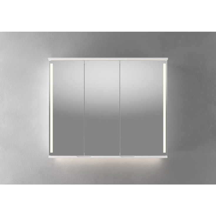 Linn Bad Sogn speilskap med integrert led lys, 100x84x18 cm, hvit matt