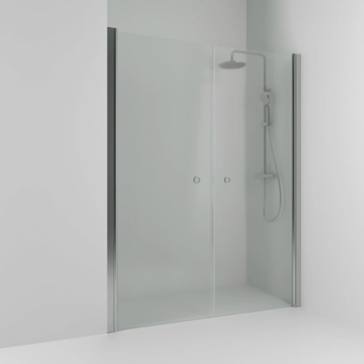 Svedbergs Skoga dusjnisje rett, 108 cm, frostet glass, alu matt profil