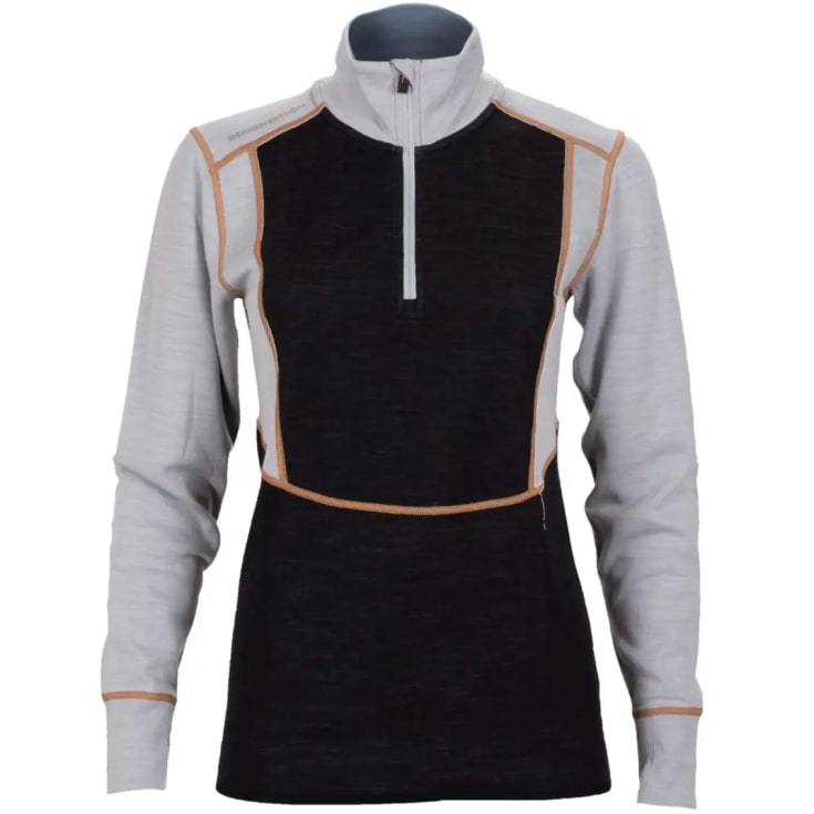 Bekken & Strøm Polo Majavatn 2L merino undertrøye, dame, str. M, sort/grå