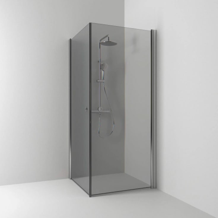 Svedbergs Skoga dusjhjørne rett, 100x80 cm, røykfarget glass, alu matt profil