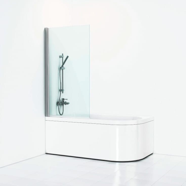 Svedbergs Skoga badekarvegg rett, 80 cm, klart glass, alu matt profil