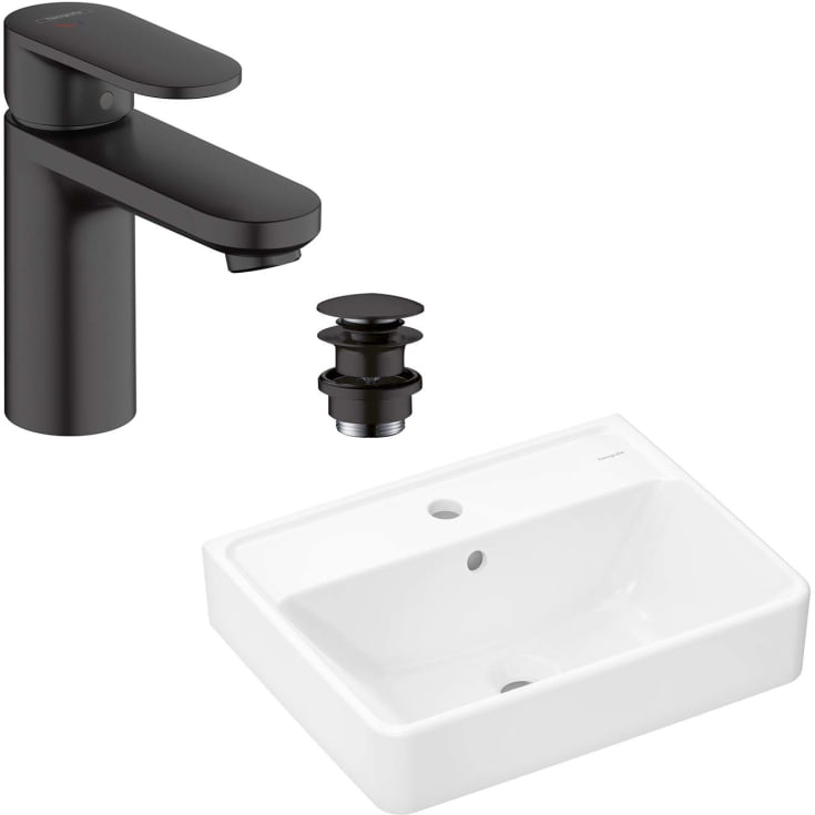 Hansgrohe Xanuia Q håndvask-pakke, 50x39 cm, hvid/sort