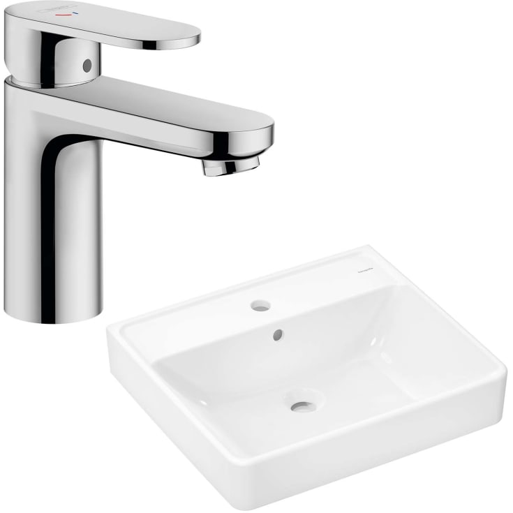 Hansgrohe Xanuia Q håndvask-pakke, 55x48 cm, hvid/krom