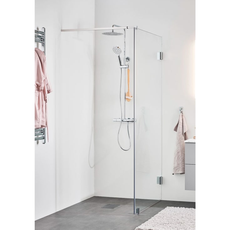 Hafa Infinity dusjvegg, 100 cm, klart glass, krom profil