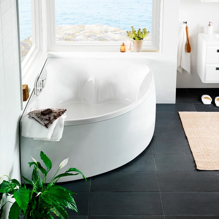 Westerbergs Ocean 170L Duo badekar, asymmetrisk, 1700x1255 mm, venstre, akryl, hvit