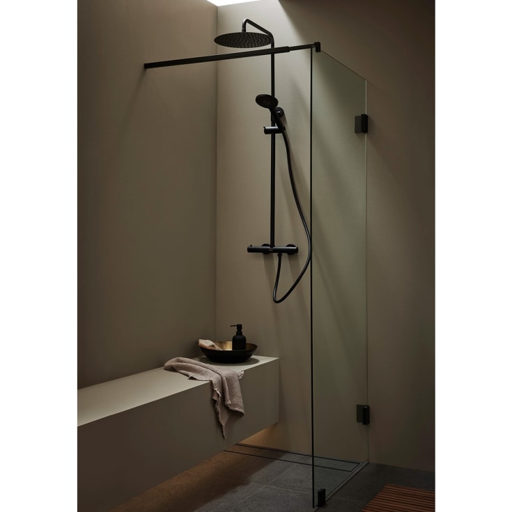 Hafa Infinity dusjdør, 100 cm, klart glass, sort profil