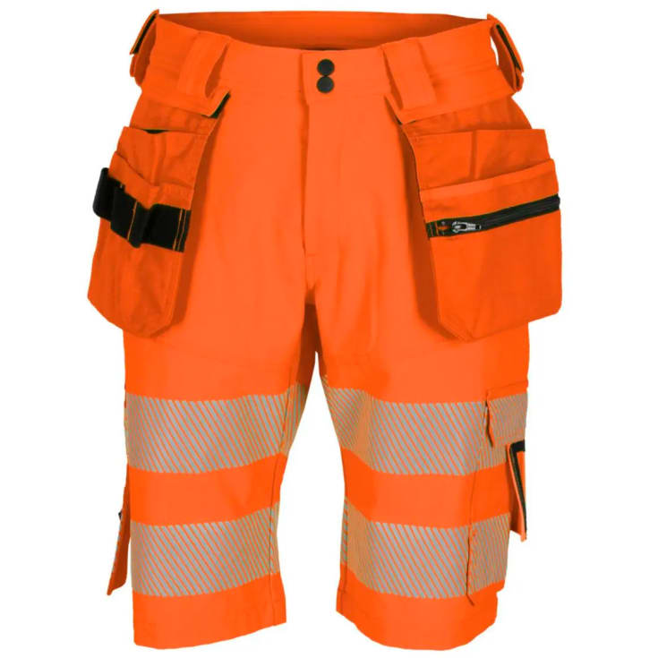 Bekken & Strøm Lillehammer arbeidsshorts, kl.1, unisex, str. C68, oransje/sort, HiVis