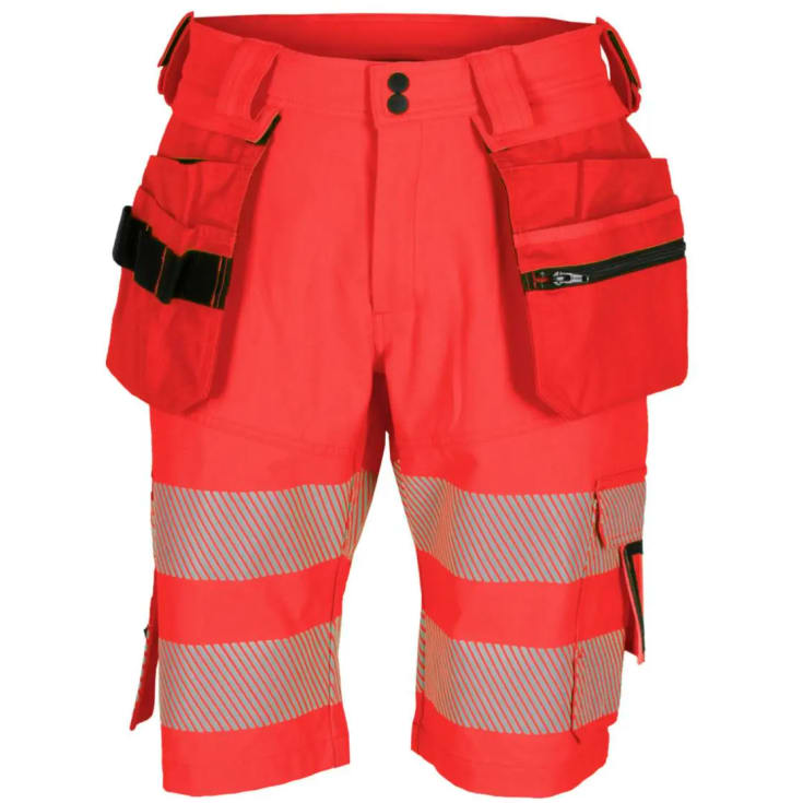 Bekken & Strøm Lillehammer arbeidsshorts, kl.1, unisex, str. C60, rød/sort, HiVis