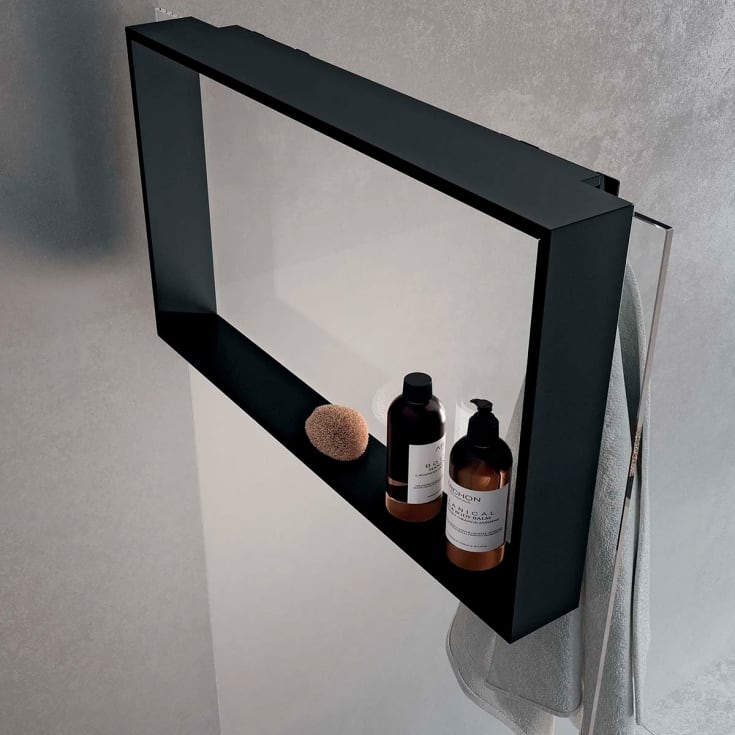 Novellini Frame hylle med håndklekrok, svart