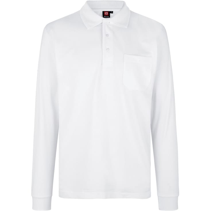 ID PRO Wear langærmet Polo T-shirt, Hvid, 2XL