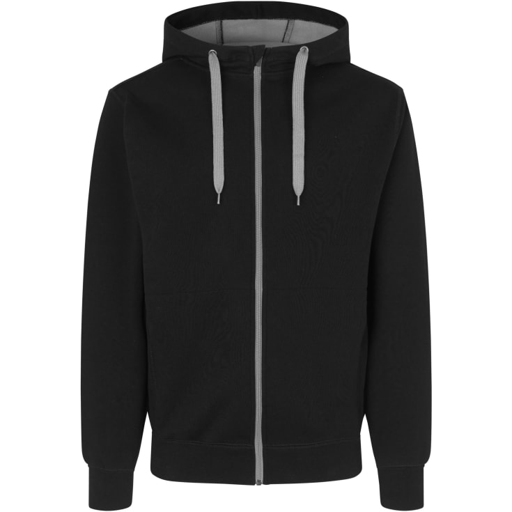 ID Bonded  sweat hættetrøje med lynlås, Sort, 2XL