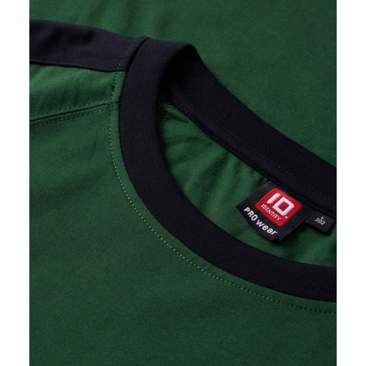 ID Pro Wear kontrast T-shirt, Flaskegrøn, L