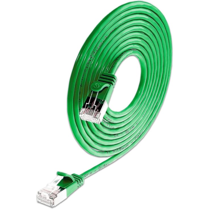 5 stk Patchkabel SLIM U/FTP skærmet Kat.6 10M PVC Ø3,8mm grøn