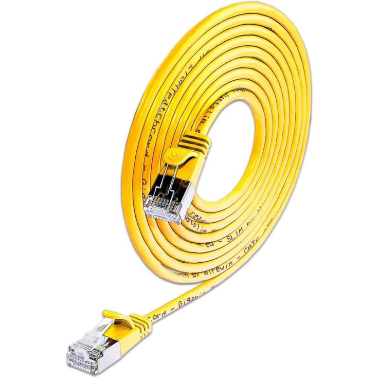 10 st Patchkabel SLIM U/FTP skärmad Cat.6 7,5M PVC Ø3,8mm gul