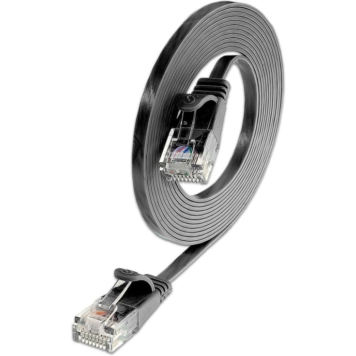 10 st Patchkabel SLIM Flat U/UTP Kat.6 0,25M PVC svart