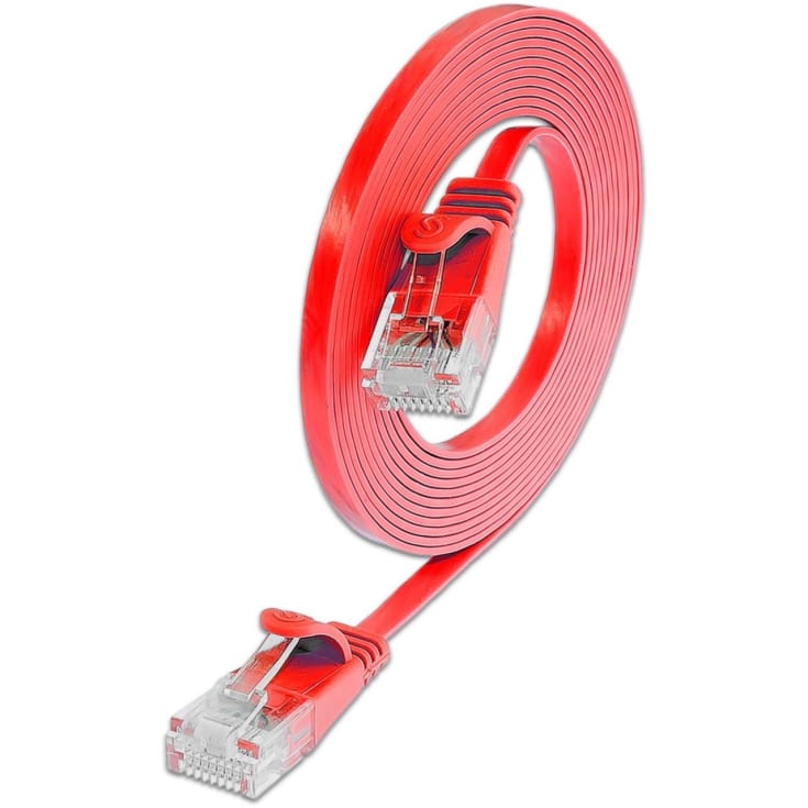 10 st Patchkabel SLIM Flat U/UTP Kat.6 0,10M PVC röd