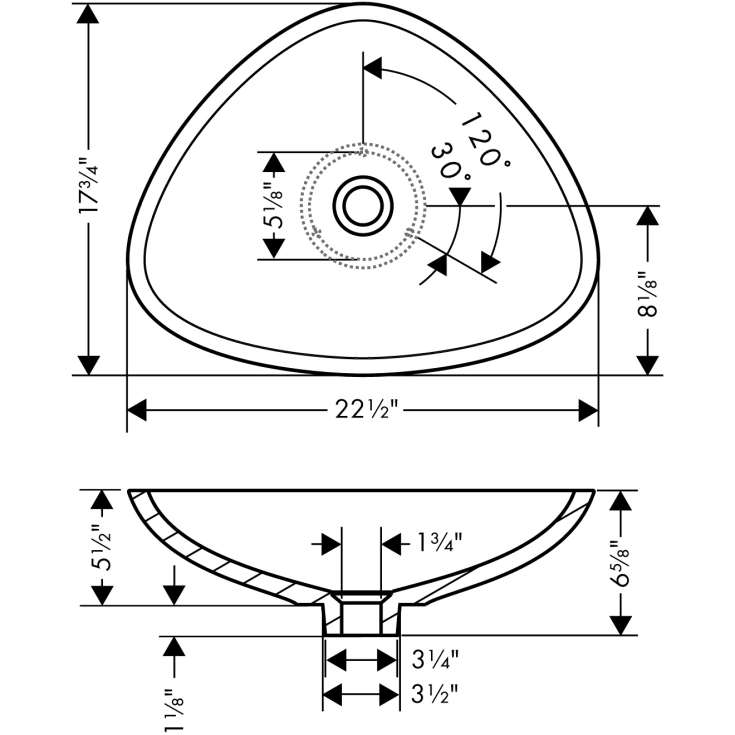 Axor Massaud håndvask, 57x45 cm, hvid