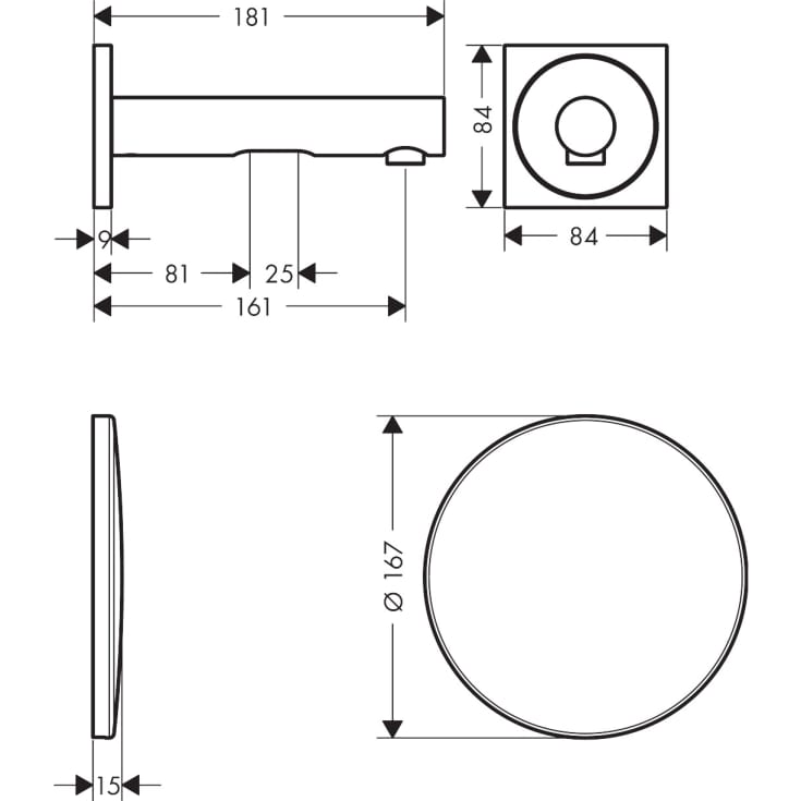 Axor Uno Berøringsfri servantbatteri, 161 mm tut, 230v, krom