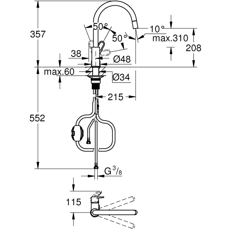 Grohe Start Flow kjøkkenarmatur, krom