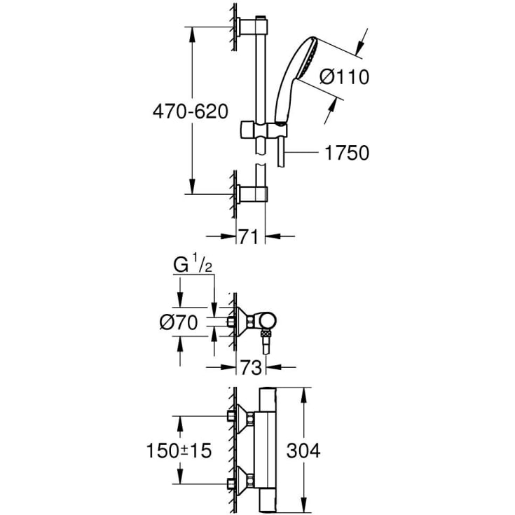 Grohe Precision Start duschset, vattenbesparande krom