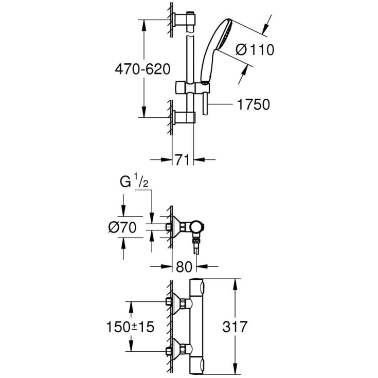 Grohe Precision Flow brusesæt, vandbesparende,  krom