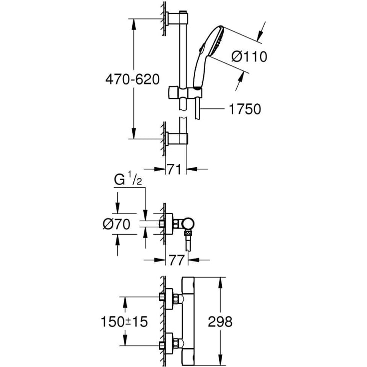 Grohe Precision Get brusesæt, vandbesparende,  krom