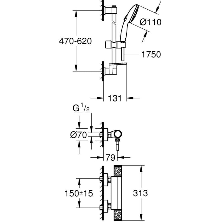Grohe Precision Feel duschset, vattenbesparande krom