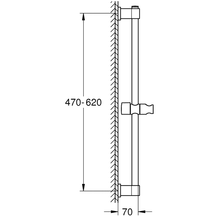 Grohe Vitalio Universal dusjstang, 60 cm, krom