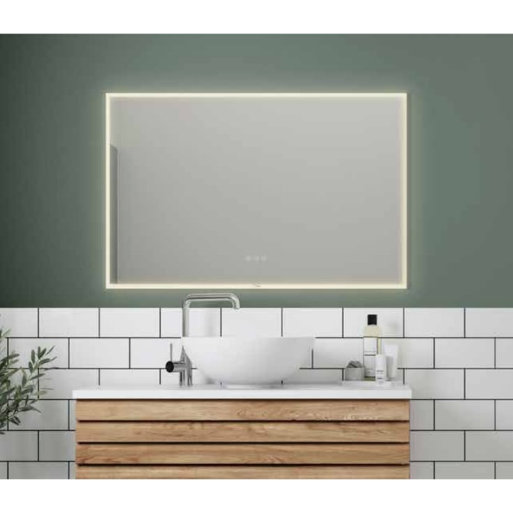 Linn Bad Framfjord spejl med lys, 80x65 cm