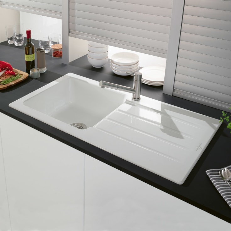Villeroy & Boch Architectura 60 kjøkkenvask, 100x51 cm, vendbar, med CeramicPlus, hvit