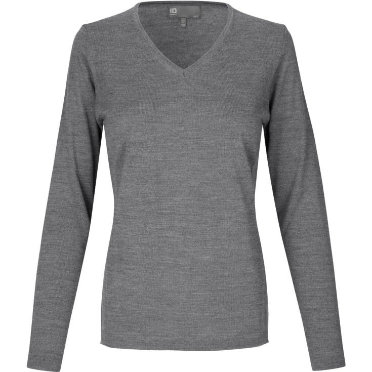 ID dame striktrøje med merinould, Grå Melange, 4XL