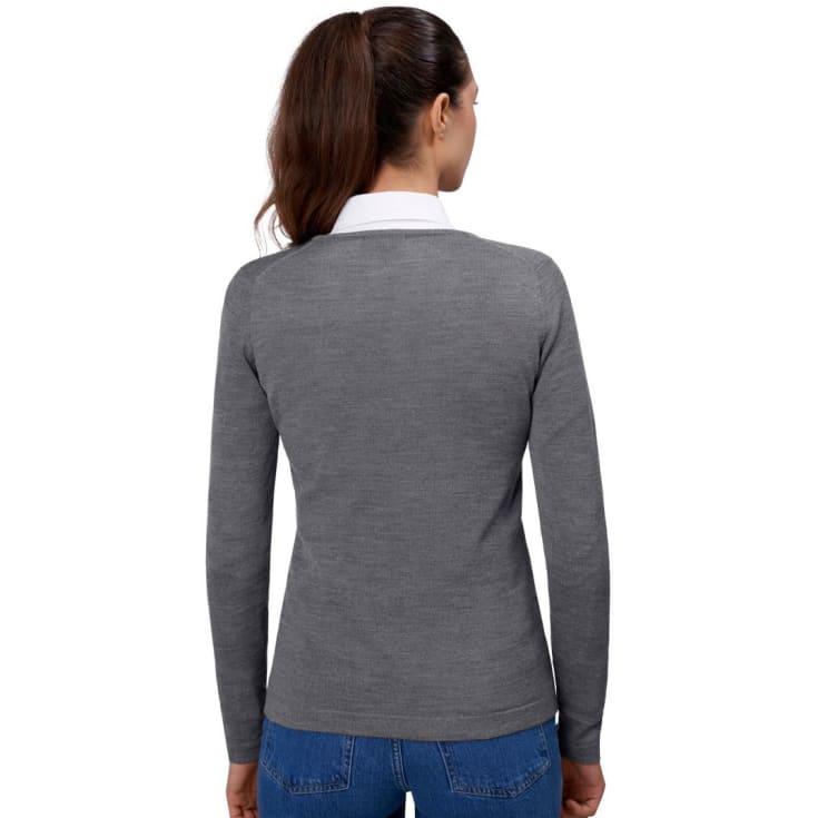 ID dame striktrøje med merinould, Grå Melange, 4XL