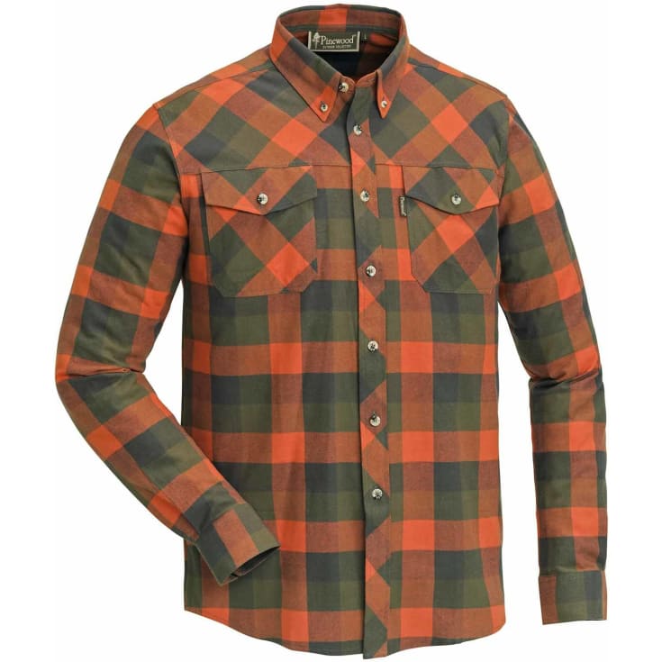 Pinewood Lumbo flannel skovmandsskjorte, Terracotta/grøn, XL