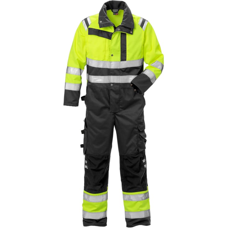 Fristads kedeldragt 8026, Hi-vis Gul/Sort, L