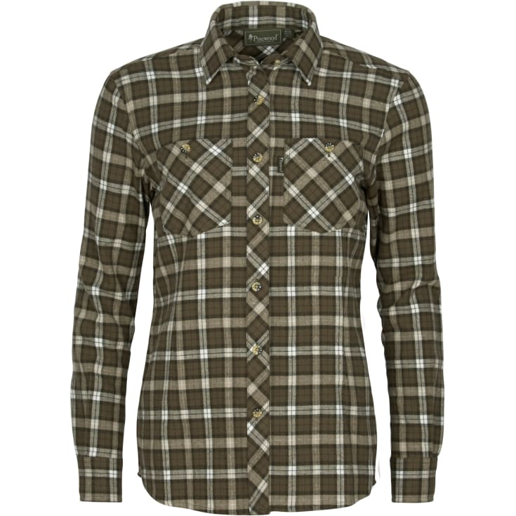 Pinewood Härjedalen dame flannelskjorte, Dark Green/Offwhite, M