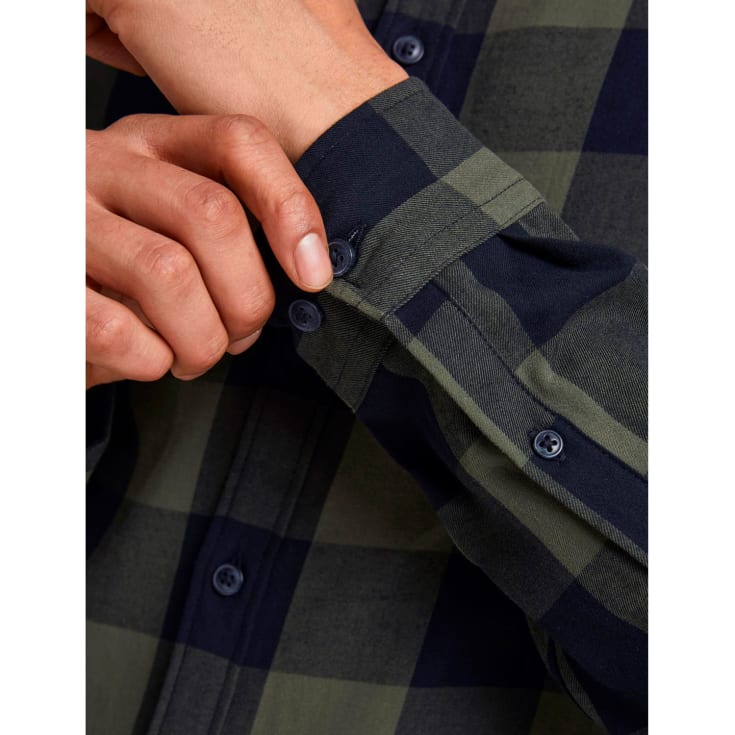 Jack & Jones JJEGINGHAM Slim fit twill skogsarbetarskjorta, Dusty Olive, L