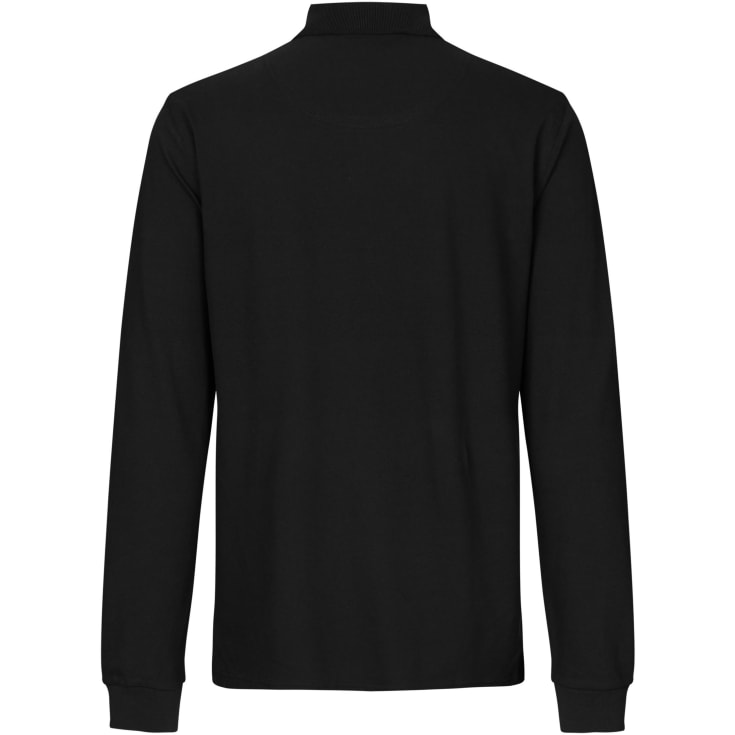 ID langærmet Polo T-shirt med stretch, Sort, 3XL