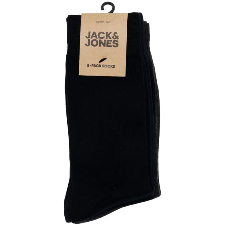 Jack & Jones JACBASIC 5-pak Bambus strømper, Sort/Grå/Blå, ONESIZE