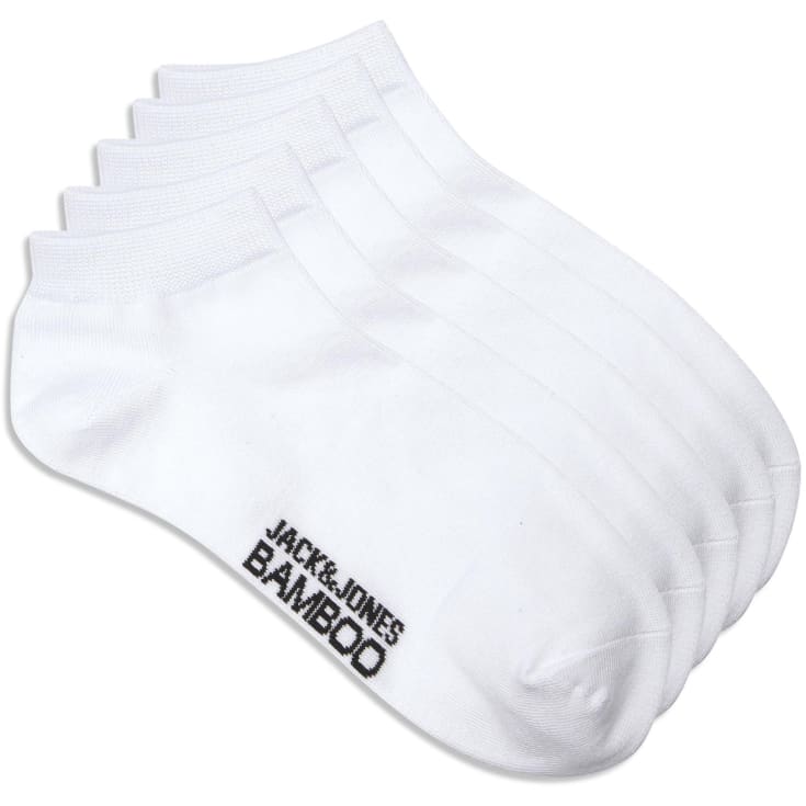 Jack & Jones JABASIC 5-pak bambus ankelstrømper, Hvid, ONESIZE
