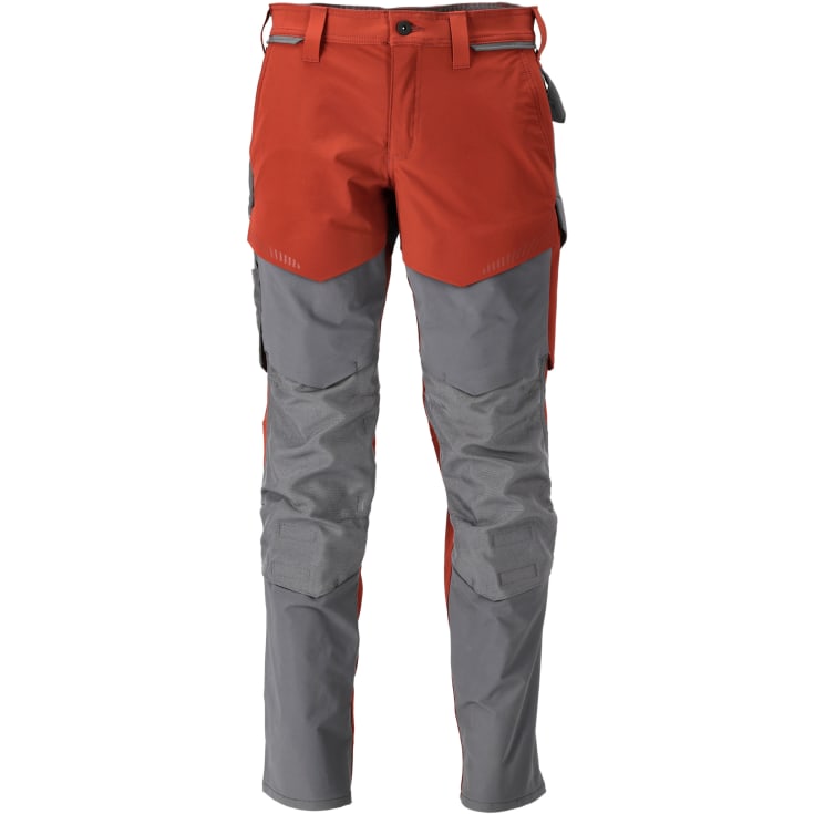 Mascot Customized arbejdsbukser med stretch, rødorange/grĂ¥, str. 82C52